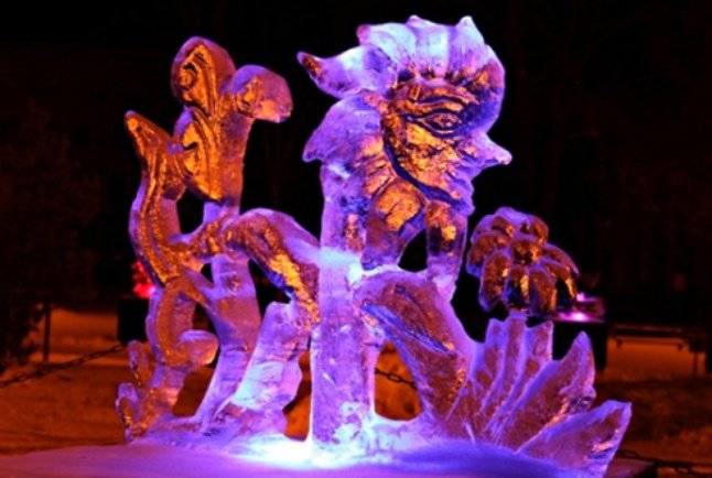 Фестиваль скульптур изо льда в Елгаве